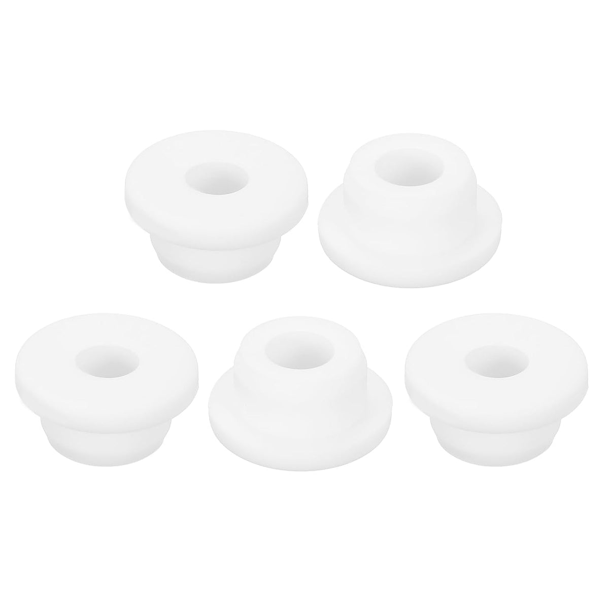 5Pcs Rubber Grommets 13/16"(20mm) Drill Hole, 7/16"(11mm) ID Hole Top Hat Grommet White Silicone Rubber Hole Plug Gasket for Wiring, Automotive