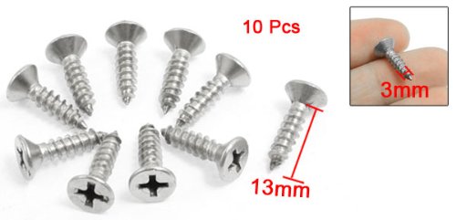 10 szt. 13mm x 3mm śruby samosparające Phillips srebrny odcień