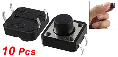 10 Pz 12 x 12mm x 7.5mm Pannello PCB Interruttore Tattile Momentaneo Tact Push Button DIP