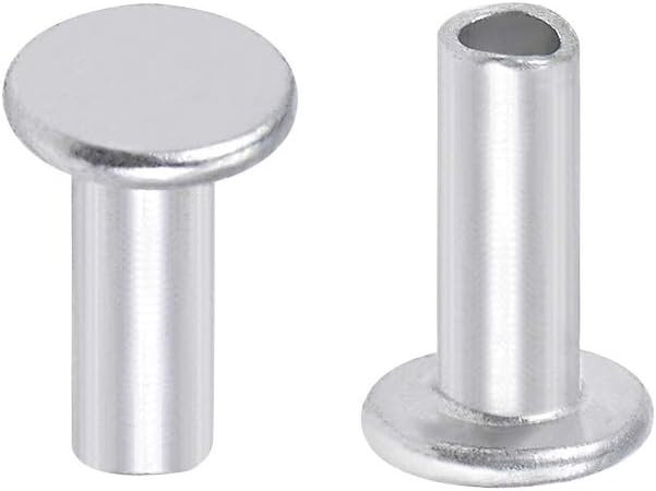 200 Pcs 3mm x 8mm Aluminum Flat Head Semi-Tubular Rivets Silver Tone