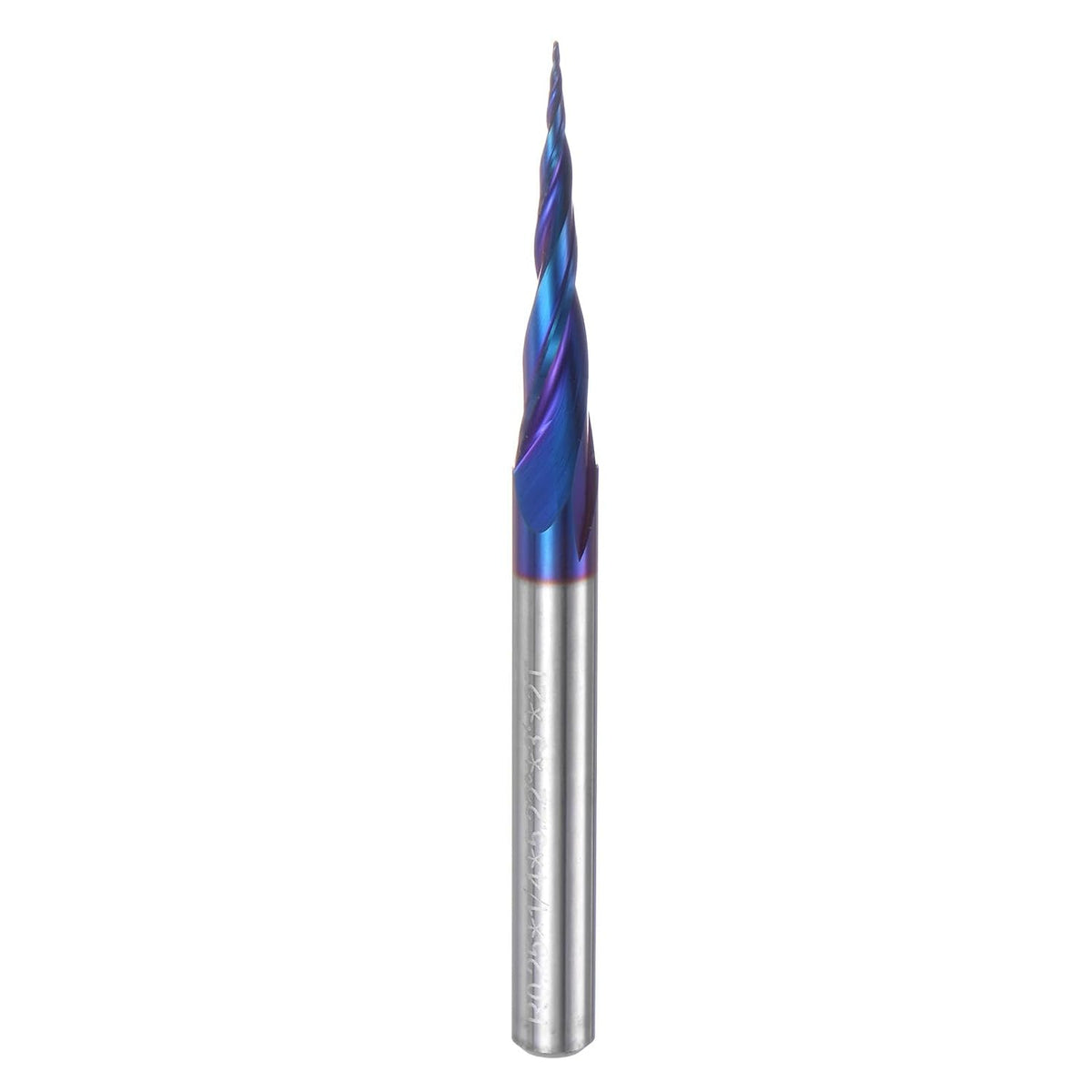 Tapered Ball Nose End Mill CNC Router Bit, 0.25mm Radius 1/4" Shank Solid Carbide Coated Upcut Spiral 2 Flutes Cutter Milling Tool, 0.5mm Dia 3" Total Length
