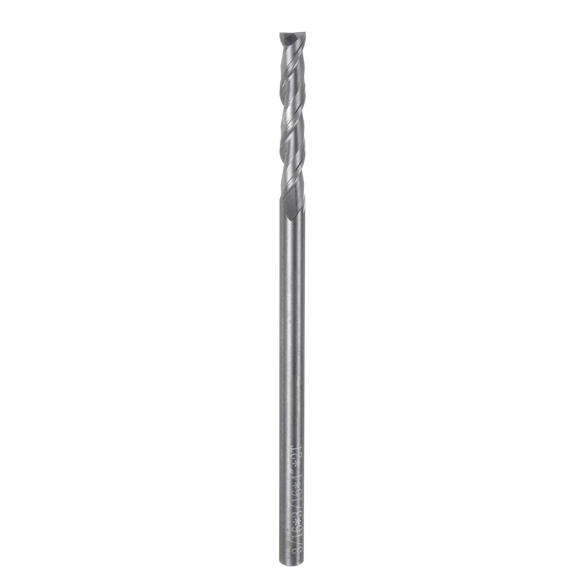 Carbide Square End Mill, 3/16" Diameter Uncoated 2 Flutes Milling Bit Cutter, for Aluminum Copper Non-Ferrous Metal, 3/16" Shank 1-5/16" Cut Length 4" Extra Long