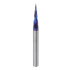 Tapered Ball Nose End Mill CNC Router Bit, 1/64" Radius 1/4" Shank Solid Carbide Nano Coated Upcut Spiral 2 Flutes Cutter Milling Tool, 1/32" Dia 3" Total Length