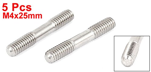 M4x25mm 304 Oțel Inox Dublu Capăt Filetat Stud Screw Bolt 5Pcs
