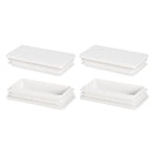 4 x 2 Inch Rectangle Plastic Plug, 4 Pcs White Pipe Tubing End Cap Plastic Plug Cap Insert Glide Insert for Metal Tubing Fence Table Chairs Furniture, White