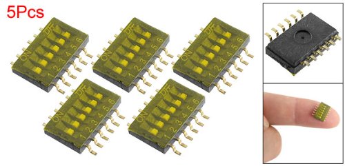 LinkMejor 6P Half Pitch Dual Row Surface Mount Dip Switch 5 Pcs