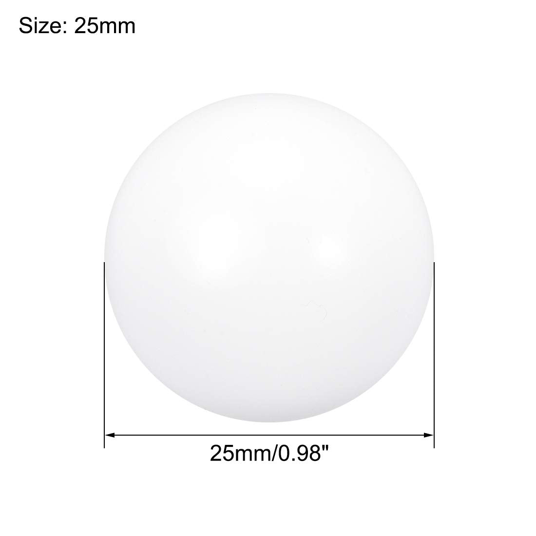 PTFE Kugle, 25mm Diameter, Glatt Finish, Diaphragm Pneumatisk Pumpe Hvid