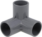 3-Way Elbow PVC Pipe Fitting Furniture Grade 25mm Size Tee Corner Fittings Gray 2Pcs