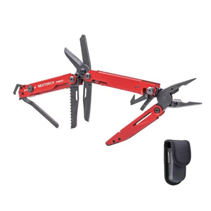 LinkMejor PIONEER MT20 14-IN-1 Multi-tools Full-Size,Versatile Multi-tool Set with Scissors Needle Nose Pliers Pocket Clip Multi-tool (RED with Glass Breaker)