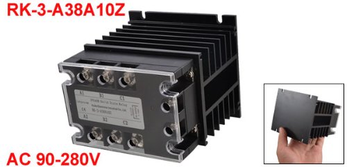 LinkMejor Control 90-280VAC Load 380VAC 10A SSR Solid State Relay + Aluminum Heat Sink