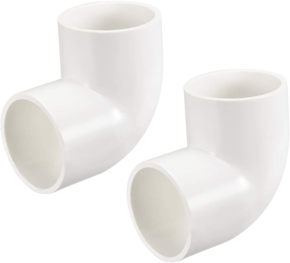 PVC Pipe Fitting 90 Degree Elbow Schedule 40 White 50mm Socket 2pcs