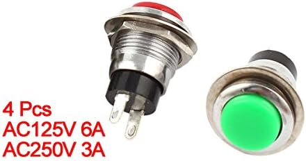 4PCS 12mm SPST ปุ่มสั่งซัดแดงเขียว AC125V 6A 250V 3A