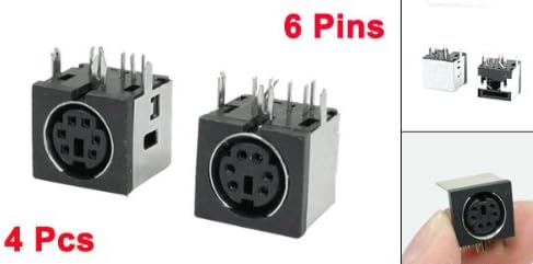 4 Pcs PCB Mounting 6 Pin Female S-Video Mini Din Sockets