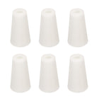 Tapered Shaped Silicone Stoppers 11 to 15mm, 6 Pcs White Tapered Lab Seal Plugs with Hole for Sealing, Test Tubes, Flasks