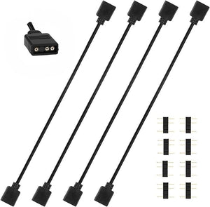 LinkMejor 4 Pcs 5V 3-Pin Female to Female ARGB Extension Cable (3 Pin)
