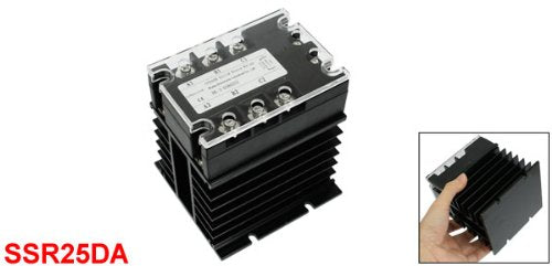 컨트롤 5V - 32V 로드 세상 트리플 페이스 SSR 고체 렐리ay와 히트 싱크, DC, AC, 380V, 25 Amp