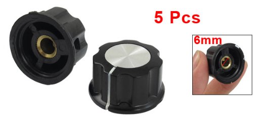 6mm 직경 샤프트 푸팅 너트용 5개 세트 검은색 실버톤 24mm 높이 너트