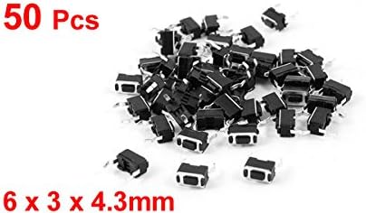 50 bottoni a forma di rettangolo SPST, tattile, dimensioni 6x3x4.3mm