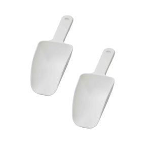 LinkMejor 2Pcs Plastic Ice Scoop, Kitchen Scooper for Ice Maker, Ice Bucket, Bar, Freezer, Pet Food, Candy, Coffee Beans, Utility Food Scoop for Home, Party, Wedding, Restaurant (White)