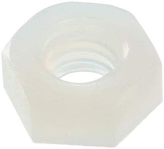Nylon Hex Nut, M4x0.7mm Metric Coarse Thread Hexagon Nuts, 30 Pcs (White)