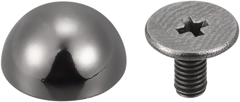 10x6mm Çaplı Torna Arka Trençetli Daire Biçimli Deri Delik Spike Siyah 10 Set