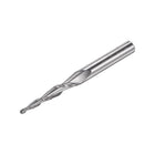Tapered Ball Nose End Mill, Uncoated Solid Carbide 2 Flute Spiral Milling Cutter, 1mm Radius, 2mm Diameter, 6mm Shank, 60mm Length, 8 Degree Angle