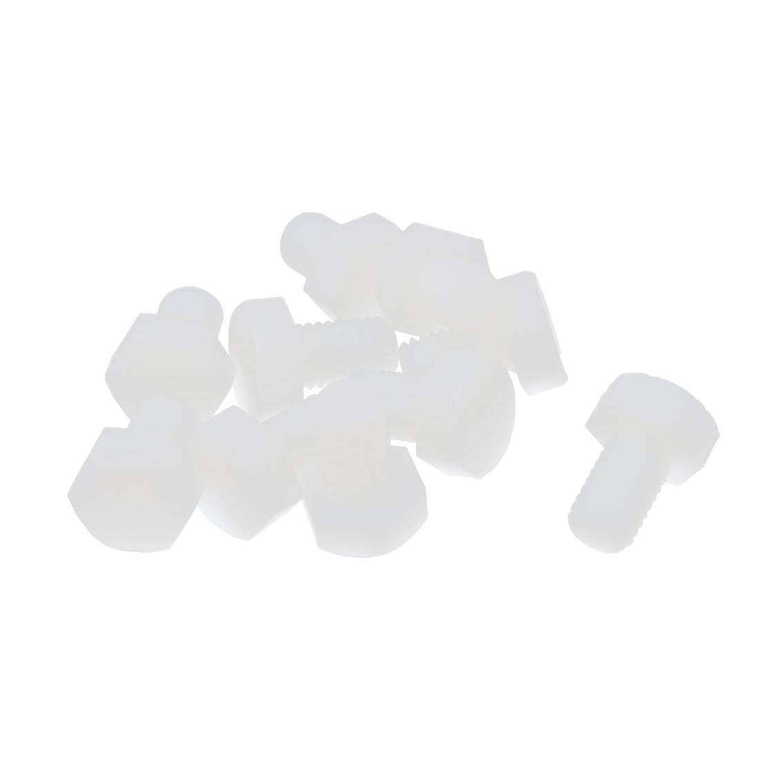 10 Pcs M10 x 15mm Hexagonal Head Nylon Screw Thread Bolt