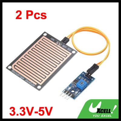 A13082300ux1431 2 stk Vannsensor Regnvannmodul Regndeteksjonsmodul 3.3V-5V