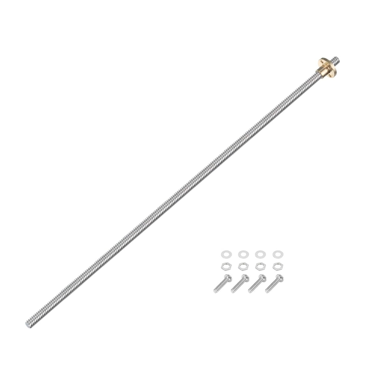 430mm / 17 Inch Tr8x8 Stainless Steel Lead Screw with T8 Brass Nut - [ Acme Thread, 2mm Pitch, 8mm Lead ] for 3D Printer Z Axis, CNC Machine