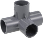 4-Way Elbow PVC Pipe Fitting Furniture Grade 25mm Size Tee Corner Fittings Gray 5Pcs