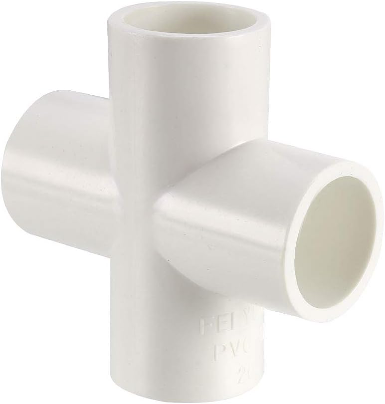 PVC Pipe Fitting 4 Way Cross Schedule 40 20mm Socket Tee Corner Fittings White 6pcs