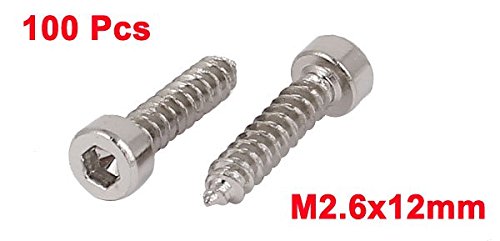 100 kpl M2.6x12mm ruostumatonta terästä kuusikulmainen porautuva muttertiivis porautuvat ruuvit