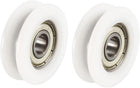 2.5mm Deep Metal V Groove Guide Bearing Pulley Rail Ball Wheel White 8x34x11mm 2pcs