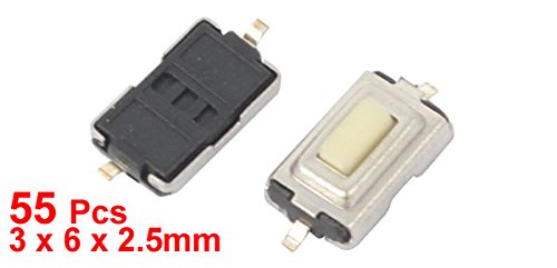 5 Momentary Tact Tactile Push Button Switch, 3 mm x 6 mm x 2.5 Mm, 2-Terminals
