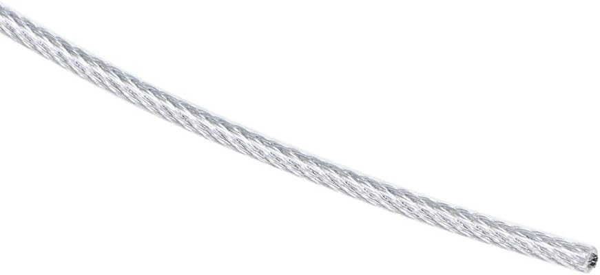 Stainless Steel Wire Rope Cable 2.5mm Dia 10m 32.8ft Length 12 Gauge 304 Grade PVC Coated for Hoist Lifting Grinder Pulley Wheel
