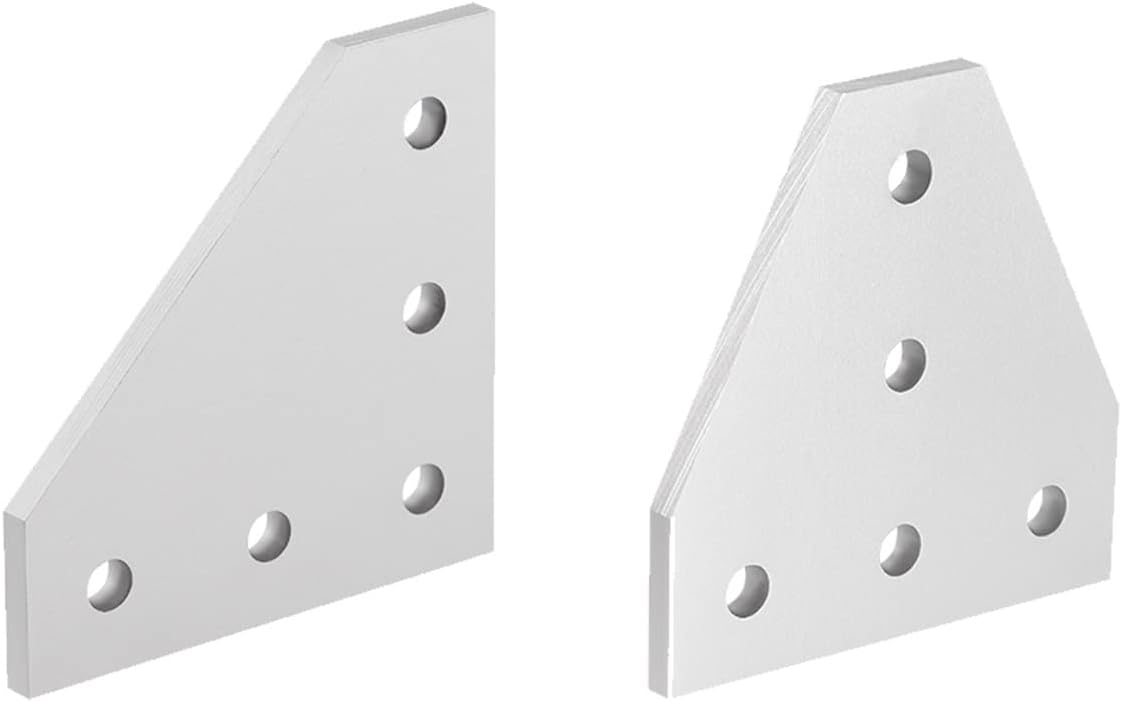 4 Pcs 2.36" x 2.36", 5 Pcs 2.36" x 2.36" L Shape Outside Joining Plate with 5-Hole Joint Bracket for 2020 Aluminum Profile(Silver)