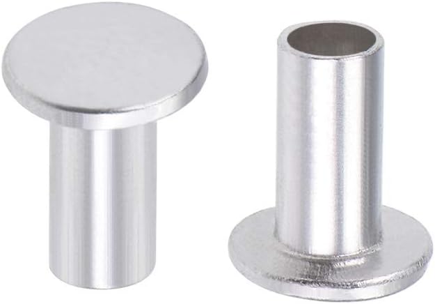 200 Pcs 4mm x 8mm Aluminum Flat Head Semi-Tubular Rivets Silver Tone