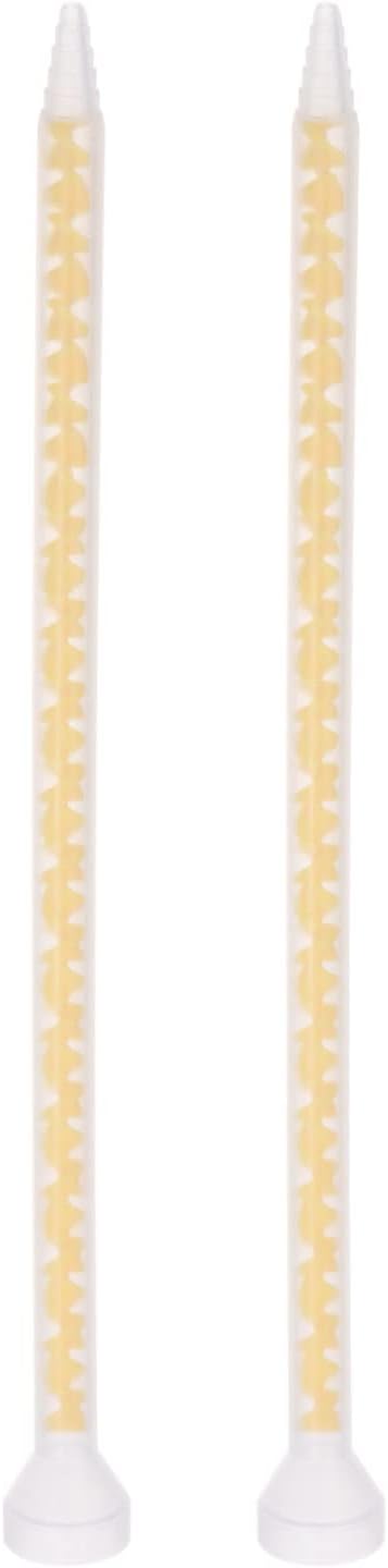 2 Pcs Epoxy Tubes Static Mixer, 9.45-inch Plastic Resin Mixing Nozzle Round Connector for AB Glue Adhesive Gun Applicator 400ml Cartridges, Yellow