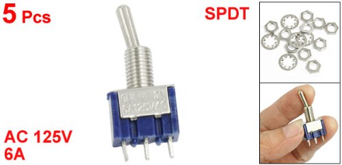 a12072300ux0597 Enpolig Dubbelvipp SPDT Vippa På/På, 5 Stk, AC 125V, 6 A