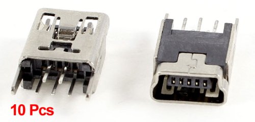 10 Pcs ミニUSB Type B フェミネル ソケット 5ピン 180度 ディップジャック コネクタ