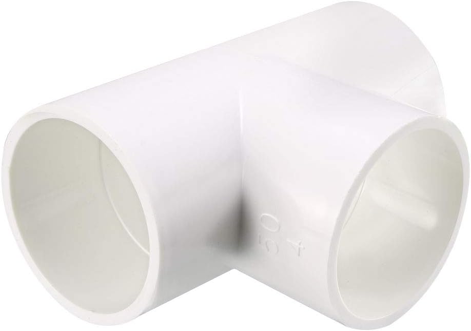 50mm Slip Tee PVC Pipe Fitting T-Shaped Coupling Connector 2 Pcs