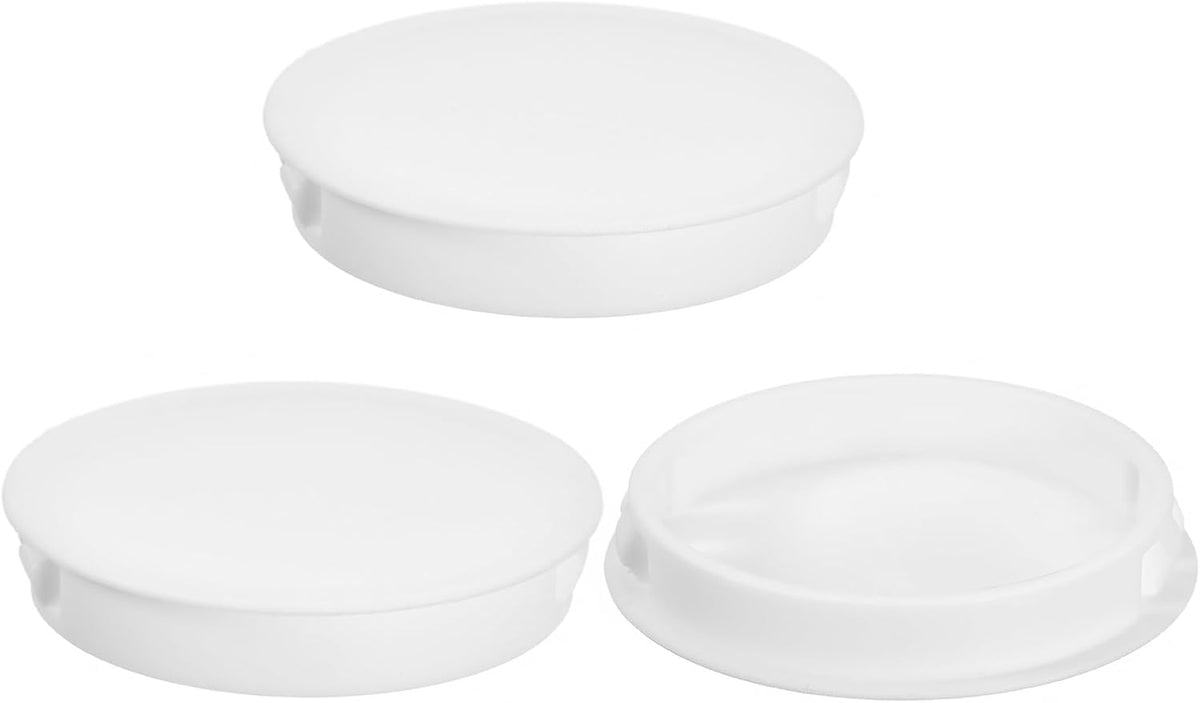 3Pcs 60mm(2-3/8") Nylon Hole Plugs, Flush Type Panel Round Snap in Fastener Knockout Locking Plugs for Furniture Insert End Caps Panels, White