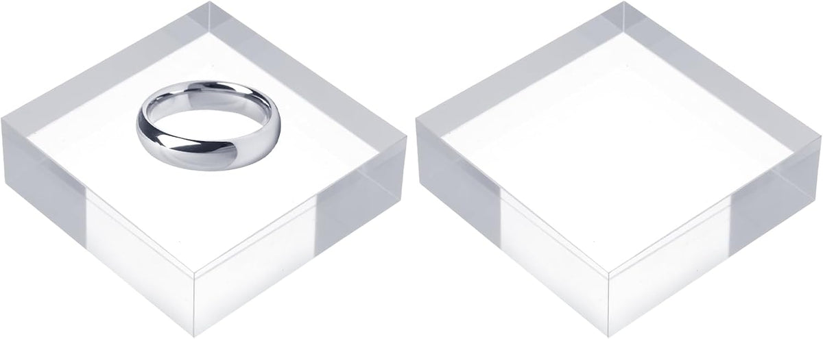 2pcs Acryl Vierkante Display Blokken, 152.4 x 152.4 mm/6" x 6" Transparante Juwelen Display Basis Geslepen Cube Opsteiger Displayhouder Basis voor Ring Juwelen Kunstwerken