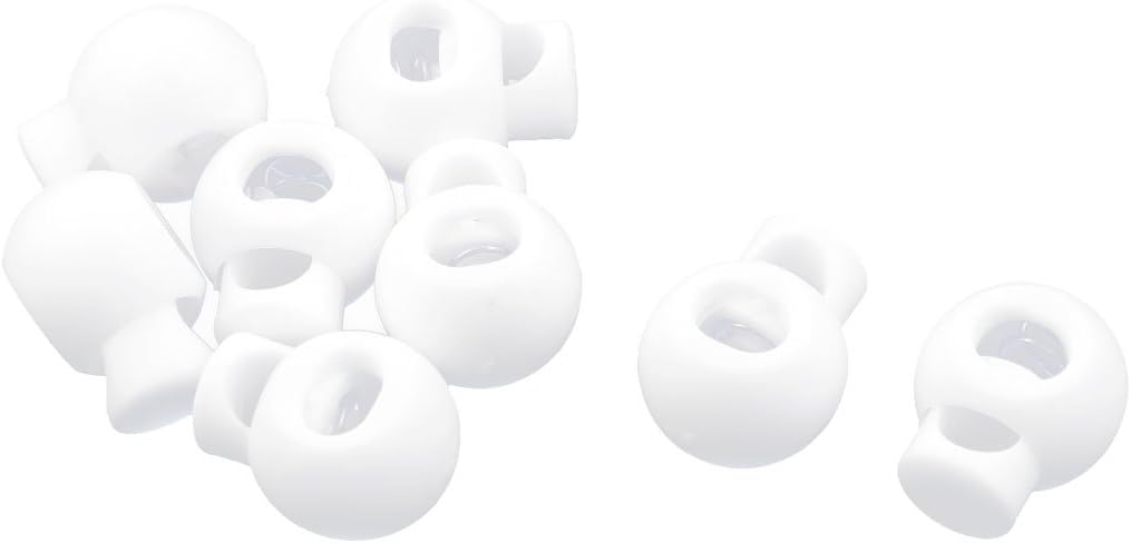 LinkMejor Plastic Single Hole Design Toggle Stopper Cord Adjustive Lock 8 PCS White