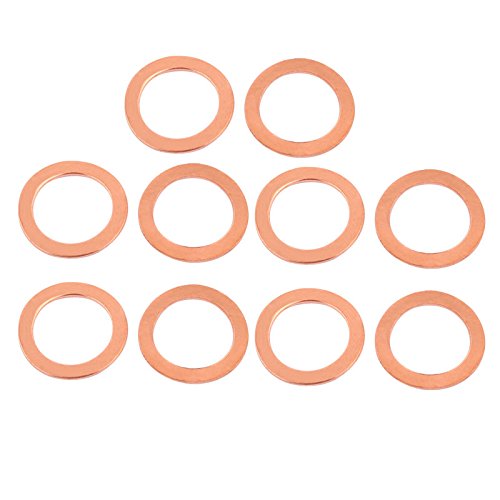 a16072700ux0571-DM Flat Ring Copper Crush Washer Sealing Gasket Fastener, 20 mm x 14 mm x 1 mm Size (Pack of 10)