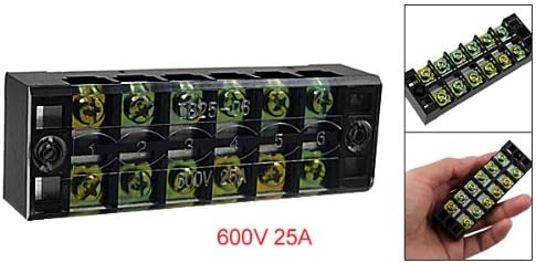 6 Pozitie Barieră Terminală cu Două Rânduri, 25 Amp