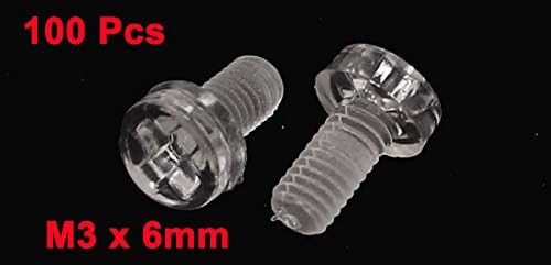 M3 x 6mm Acrylic Phillips Pan Head Machine Screw Bolt Clear 100 Pcs
