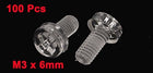 M3 x 6mm Acrylic Phillips Pan Head Machine Screw Bolt Clear 100 Pcs