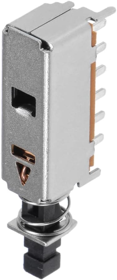 LinkMejor Interruptor de Botón 4PDT, 12 pines, 1 posición, bloqueo automático, color negro, 10 unidades.