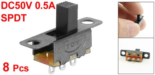 8 stk. 2 Position SPDT 1P2T Panel Mount Vertikal Skubeswitch 3 Solder Lug Pin
